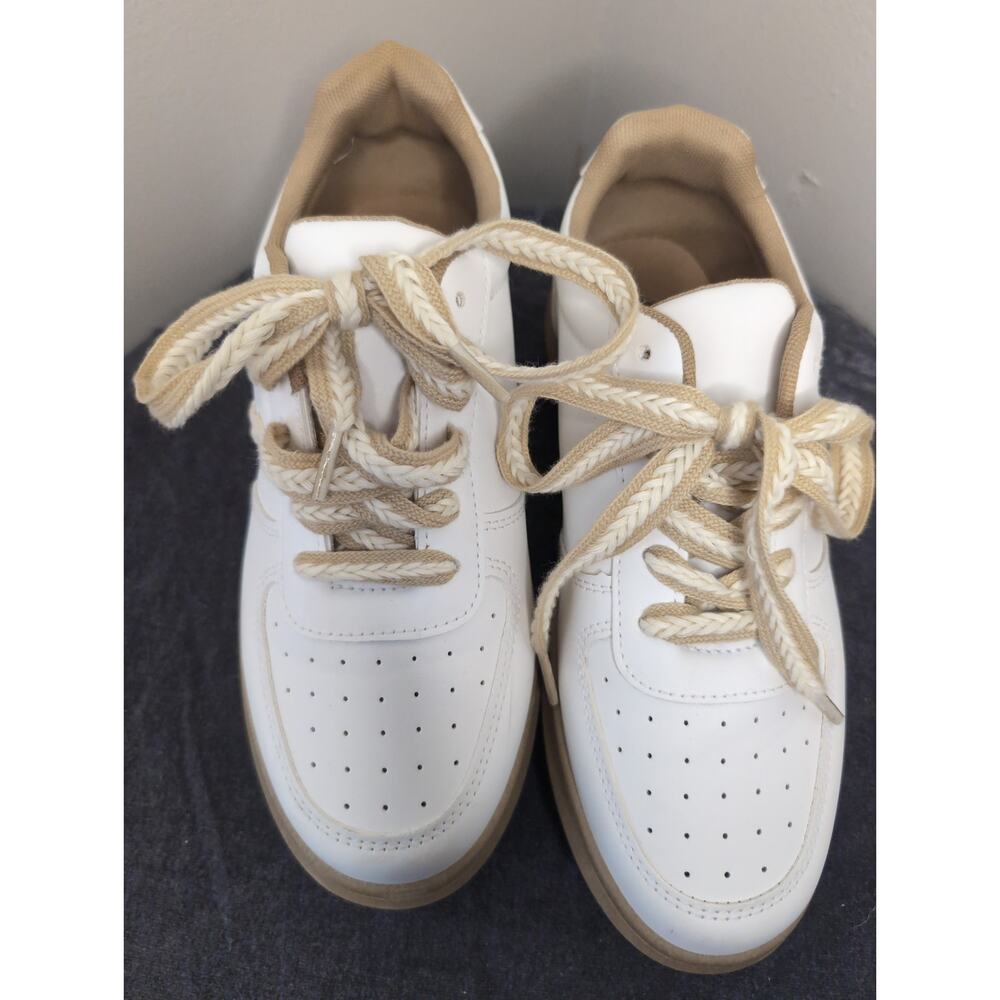 Anthropologie White and Tan Sneakers - Picture 3 of 9